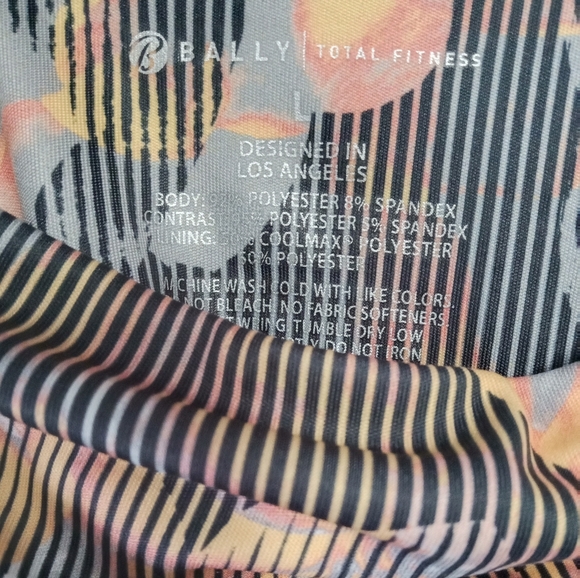 Bally Total Fitness Black And Floral High Waist Platform Leggings Size Large - Picture 2 of 9